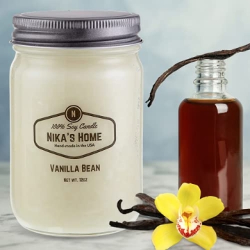 Nika’s Vanilla Bean Soy Candle - Long Burning & Non-Toxic