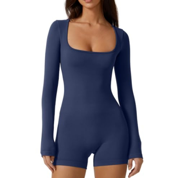 Meyeeka Navy Blue Bodycon Jumpsuit Sexy Square Neck Romper