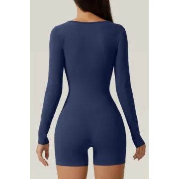 Meyeeka Navy Blue Bodycon Jumpsuit Sexy Square Neck Romper