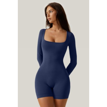 Meyeeka Navy Blue Bodycon Jumpsuit Sexy Square Neck Romper