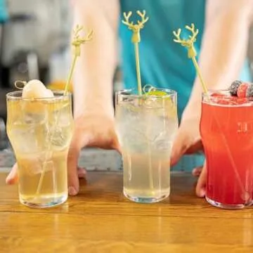 Mewuthede Swizzle Sticks,5 Pcs Stainless Steel Reusable Deer Head Shape Cocktail Stirrer Coffee Beverage Stir Sticks for Cocktail, Whiskey, Hot Cocoa, Creamer (Gold)