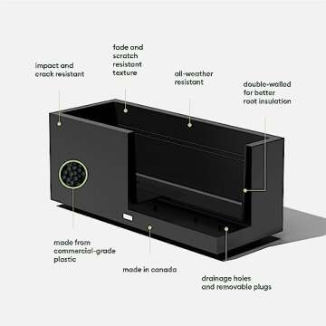 Veradek Block Series Long Box Planter - Large Rectangular Planter for Indoor or Outdoor Patio/Porch ...