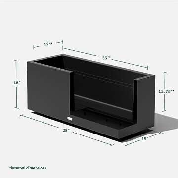 Veradek Block Series Long Box Planter - Large Rectangular Planter for Indoor or Outdoor Patio/Porch | Durable All-Weather Use with Drainage Holes | Modern Décor for Tall Plants, Flowers or Shrubs