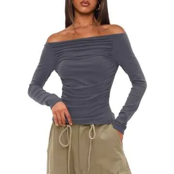 Trendy Darong Women's Long Sleeve Off Shoulder Top