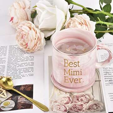 Maustic Best Mimi Ever Coffee Mug Mimi Gifts for Grandma Mothers Day Grandma Mug Birthday Gifts for Grandma Gifts from Grandchildren Grandson Grandma Cup 12 Oz Pink with Gift Box