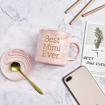 Maustic Best Mimi Ever Coffee Mug Mimi Gifts for Grandma Mothers Day Grandma Mug Birthday Gifts for Grandma Gifts from Grandchildren Grandson Grandma Cup 12 Oz Pink with Gift Box