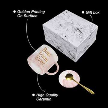 Maustic Best Mimi Ever Coffee Mug Mimi Gifts for Grandma Mothers Day Grandma Mug Birthday Gifts for Grandma Gifts from Grandchildren Grandson Grandma Cup 12 Oz Pink with Gift Box