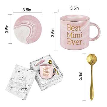 Maustic Best Mimi Ever Coffee Mug Mimi Gifts for Grandma Mothers Day Grandma Mug Birthday Gifts for Grandma Gifts from Grandchildren Grandson Grandma Cup 12 Oz Pink with Gift Box