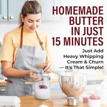 Dazey Butter Churn - Hand Crank Butter Churner- Manual Butter Maker- Beech Wood BUTTER PADDLES INCLU...