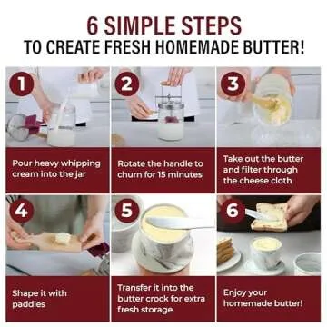 Dazey Butter Churn - Hand Crank Butter Churner- Manual Butter Maker- Beech Wood BUTTER PADDLES INCLUDED. Create Delicious Homemade Butter With Your Own Hand Crank Dazey Butter Churner (Turn N Churn)