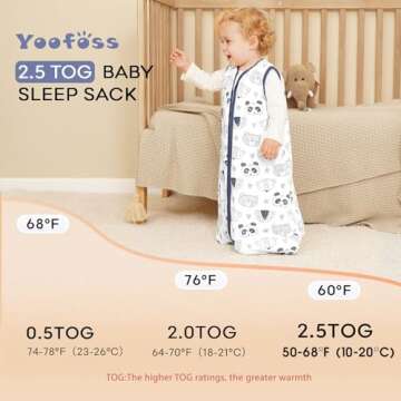 Yoofoss Baby Sleep Sack 6-12 Months, TOG 2.5 Baby Wearable Blanket with 2-Way Zipper, 100% Cotton Fabric Winter Infant Sleeping Sack, Warm Soft Comfy(Medium)