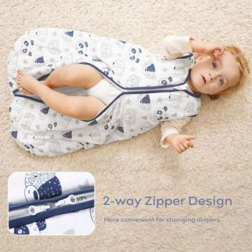 Yoofoss Baby Sleep Sack 6-12 Months, TOG 2.5 Baby Wearable Blanket with 2-Way Zipper, 100% Cotton Fabric Winter Infant Sleeping Sack, Warm Soft Comfy(Medium)
