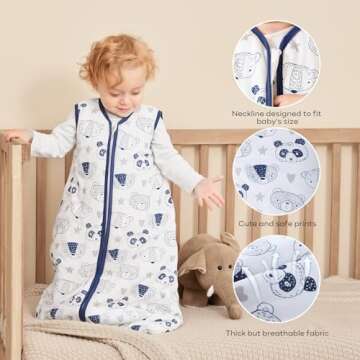 Yoofoss Baby Sleep Sack 6-12 Months, TOG 2.5 Baby Wearable Blanket with 2-Way Zipper, 100% Cotton Fabric Winter Infant Sleeping Sack, Warm Soft Comfy(Medium)