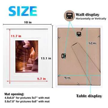 Egofine 9x12 Picture Frames Set of 4, Made of Solid Wood Covered by Plexiglass 5x7 and 6x8 with Mat or 9x12 whitout Mat, for Table Top Display and Wall Mounting Photo Frame White