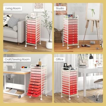 Versatile COSTWAY 10-Drawer Rolling Storage Cart