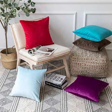 Phantoscope Pack of 2 Velvet Decorative Throw Decorative Pillow Cover Soft Solid Square Cushion Case for Couch Black 20 x 20 inches 50 x 50 cm