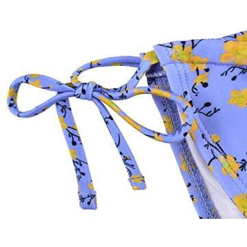 ninovino Floral Triangle Bikini Top Thong Swimsuit Tie Side Bikini Bottom Thong Gorgeous Retro 2 Piece Bathing Suit Tie Two Side Swimwear,Purple&Yellow Floral,S