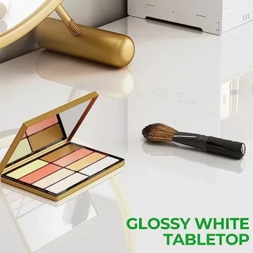 GreenForest Glossy White Vanity Desk with Storage 39 Inch