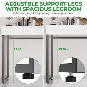 GreenForest Glossy White Vanity Desk with Storage 39 Inch