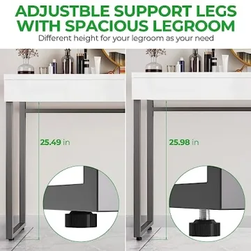 GreenForest Glossy White Vanity Desk with Storage 39 Inch