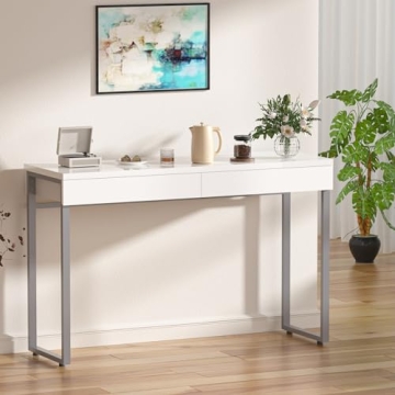 GreenForest Glossy White Vanity Desk with Storage 39 Inch