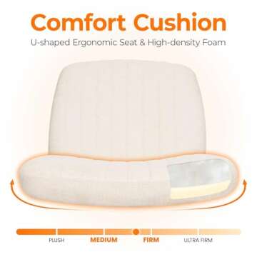 NEO CHAIR Criss Cross Chair with Wheels Armless Cross Legged Office Desk Wide Comfy Vanity Makeup Chair Adjustable Swivel Computer Task for Home Office Fabric (Beige)