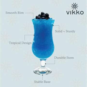 Vikko Hurricane Glasses Set of 4 for Tropical Cocktails
