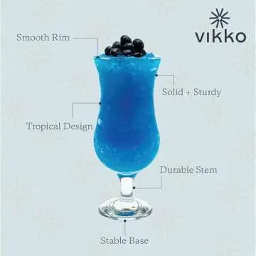 Vikko Hurricane Glasses Set of 4 for Tropical Cocktails
