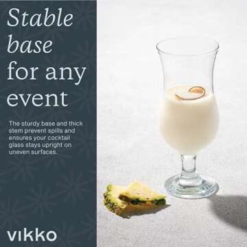 Vikko Hurricane Glasses Set of 4 for Tropical Cocktails