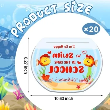 Saypacck 36 Pcs Valentine's Fish Cards for School Parties