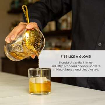 A Bar Above Professional Bartender Julep Strainer for Cocktail Drinks, 304 Antique Copper Strainer, Home Bar and Professional Bartenders, Great Strainer for Cocktail Shakers and Mixing Glasses