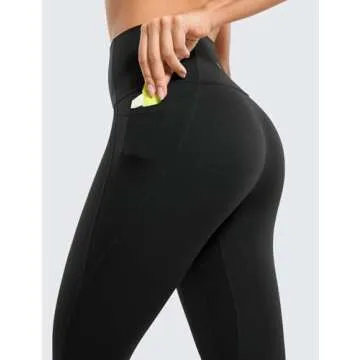 CRZ YOGA Womens Butterluxe Workout Leggings 28 Inches - High Waisted Gym Yoga Pants with Pockets Running Buttery Soft Black Large