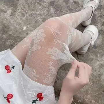 Sahabowi Women Pantyhose, Sheer High Waist Tights, Control Top Stockings, Super Elasticity&Thin (HLW2021041132skin, Rose white net, 1ps)