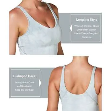 Sunzel Workout Tank for Women, Longline Padded Sports Bra Cute Crop Active Tops, Athletic Running Gym Yoga Shirt