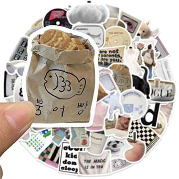 ZJSXINDI Stickers Aesthetic Waterproof Laptop Stickers Decals 57 Pcs for Water Bottle Laptop Computer Skateboard Bumper,Aesthetic Vsco Vinyl Stickers for Kids Teens Girls (Khaki)