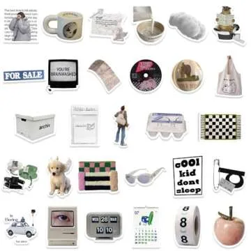 ZJSXINDI Stickers Aesthetic Waterproof Laptop Stickers Decals 57 Pcs for Water Bottle Laptop Computer Skateboard Bumper,Aesthetic Vsco Vinyl Stickers for Kids Teens Girls (Khaki)