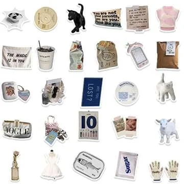 ZJSXINDI Stickers Aesthetic Waterproof Laptop Stickers Decals 57 Pcs for Water Bottle Laptop Computer Skateboard Bumper,Aesthetic Vsco Vinyl Stickers for Kids Teens Girls (Khaki)