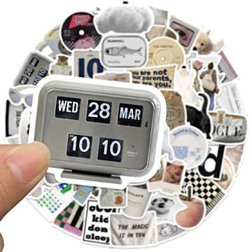 ZJSXINDI Stickers Aesthetic Waterproof Laptop Stickers Decals 57 Pcs for Water Bottle Laptop Computer Skateboard Bumper,Aesthetic Vsco Vinyl Stickers for Kids Teens Girls (Khaki)