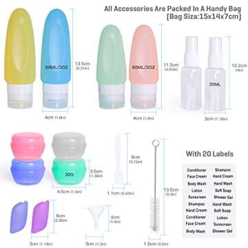 KIKOMO 17 Pcs Silicone Travel Bottles for Toiletries, TSA Approved Leak Proof Travel Containers Sque...