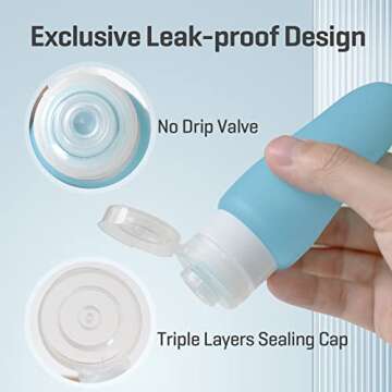 KIKOMO 17 Pcs Silicone Travel Bottles for Toiletries, TSA Approved Leak Proof Travel Containers Squeezable Travel Accessories for Shampoo Conditioner Lotion