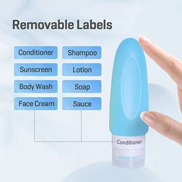 KIKOMO 17 Pcs Silicone Travel Bottles for Toiletries, TSA Approved Leak Proof Travel Containers Squeezable Travel Accessories for Shampoo Conditioner Lotion