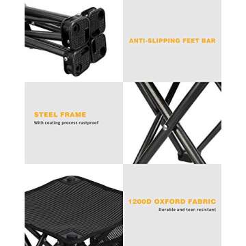 KingCamp Camping Stool Small Protable Folding Stool Mini Lightweight Backpacking Chair for Outdoor Camping Hiking Fishing Traveling Picnic