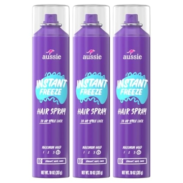 Aussie Instant Freeze Hair Spray 3 Pack for Extreme Hold, Citrus Scent, All Hair Types