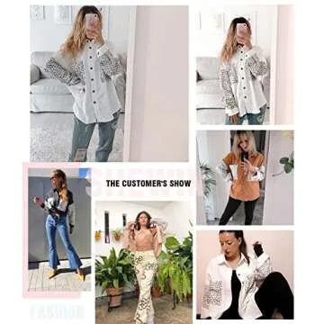 SHEWIN Women's Corduroy Button Down Shacket - Versatile Style