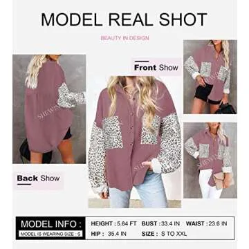 SHEWIN Women's Corduroy Button Down Shacket - Versatile Style