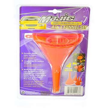Majic 4-Pieces 4-Sizes Plastic Funnel Set for Car Oil, Gas and Fluids