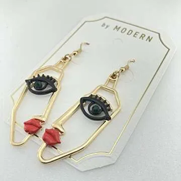 Artistic Face Drop Earrings - Elegant Statement Accessory for Women