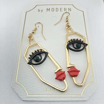 Artistic Face Drop Earrings - Elegant Statement Accessory for Women