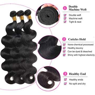 12A Body Wave Bundles Human Hair Brazilian Virgin Body Wave Human Hair Bundles 100% Unprocessed Virg...