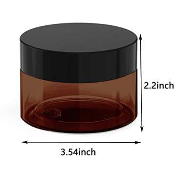 8 oz Amber Plastic Cosmetic Jars Leak Proof Container with Black Lid for Cream, Lotion, Powder, oint...